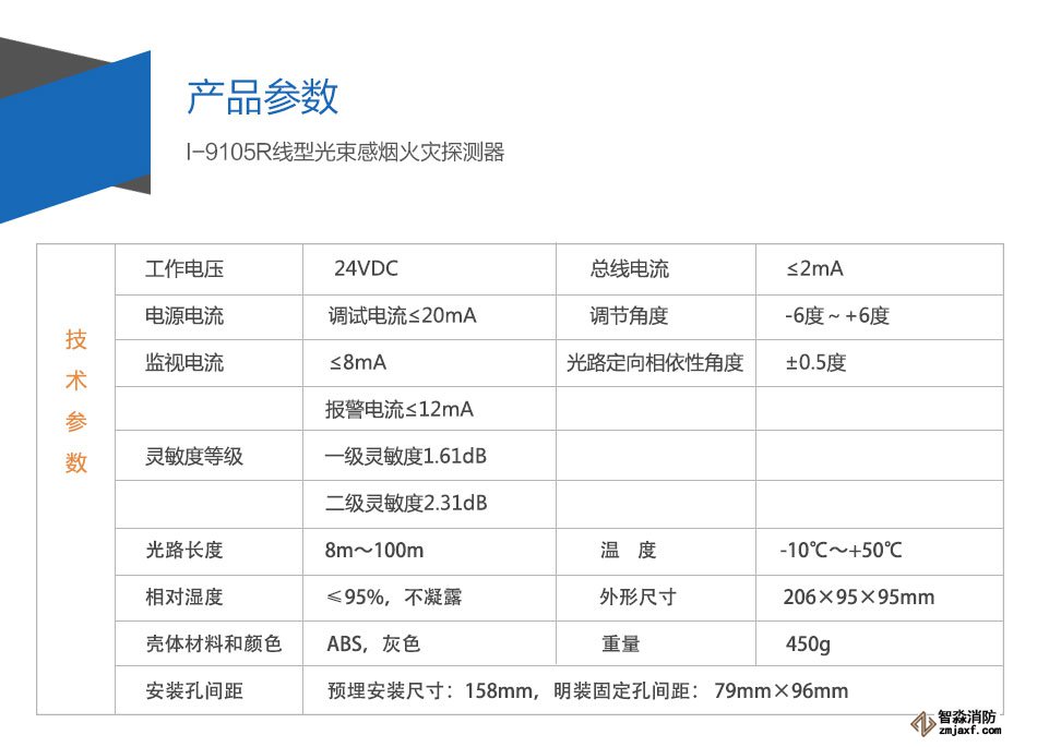 I-9105R線型光束感煙火災探測器參數